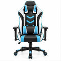 Ergonomischer Gamingstuhl aus PU-Kunstleder in Schwarz/Blau/Weiss, 70 x 70 x 125–135 cm