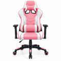 Gamingstuhl im Racing-Design Rosa/Weiss/Schwarz, 67 x 68 x 122–132 cm