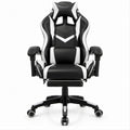 Gamingstuhl in Racingform Schwarz/Weiss aus PU-Kunstleder mit Fussstütze, 68 x 68 x 122–132 cm