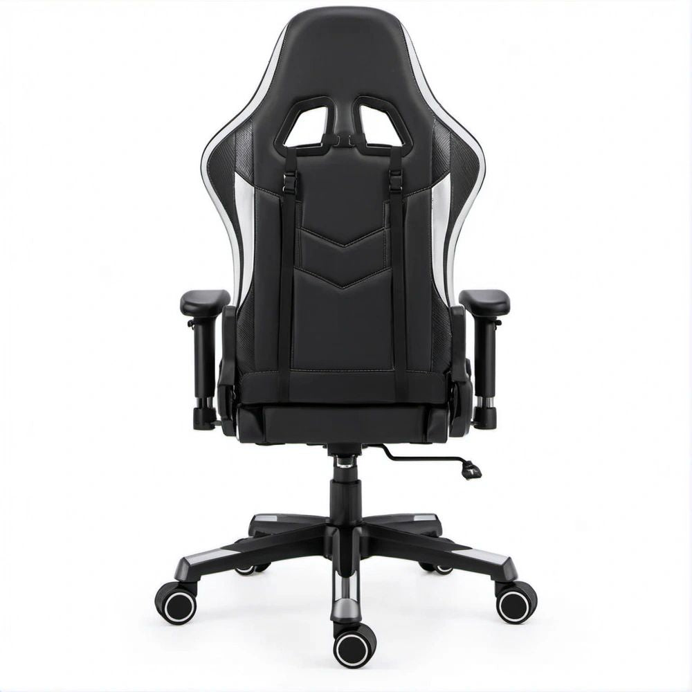 Gamingstuhl Schwarz/Grau aus PU-Kunstleder, 68 x 70 x 125–135 cm