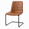 Freischwinger-Stuhl aus braunem PU-Kunstleder mit schwarzem Stahlgestell, 46 x 56 x 86 cm
