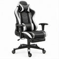 Gamingstuhl Schwarz/Weiss aus PU-Kunstleder mit Fussstütze, 66 x 66 x 120–130 cm