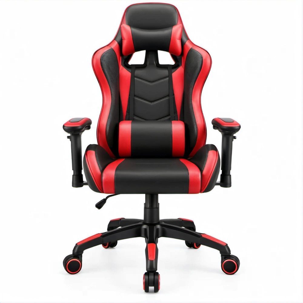 Gamingstuhl Schwarz/Rot aus PU-Kunstleder, 68 x 68 x 122–132 cm